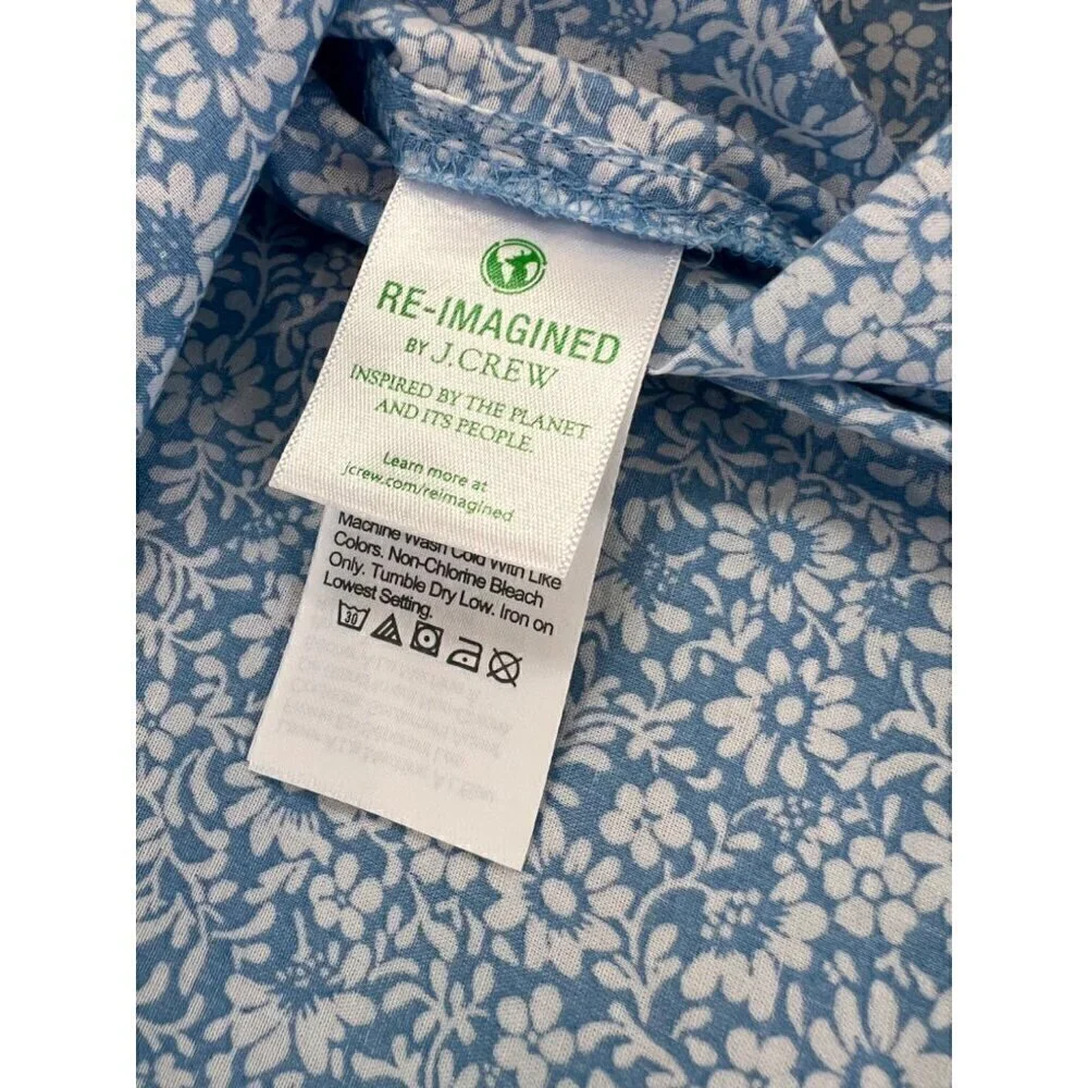New J Crew Size 2X Square neck ruffle top Blue/White SU23 *Stain* - Picture 11 of 13